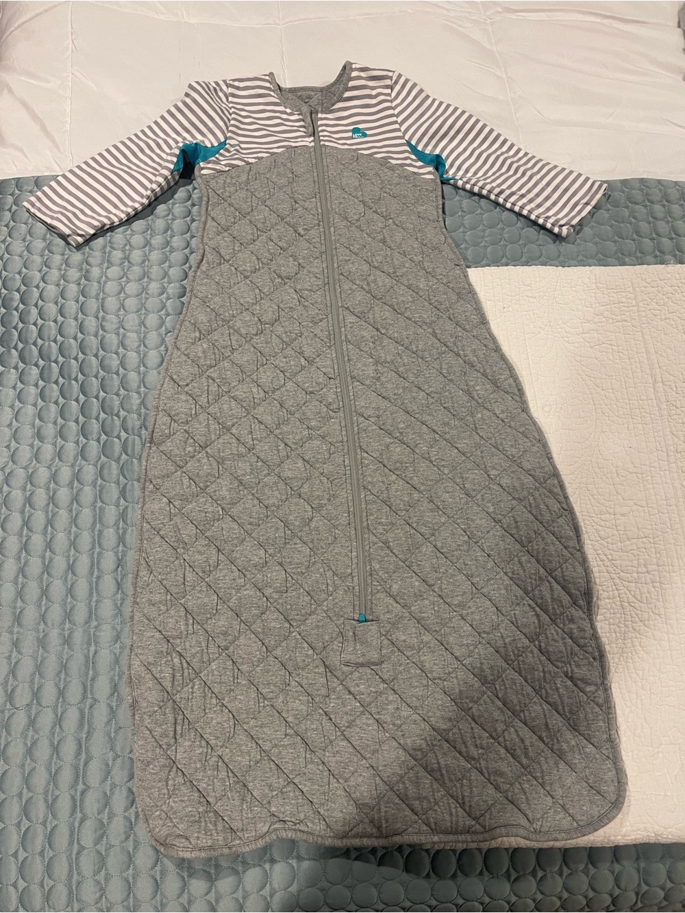 Love to Dream Grey Quilted Sleep Sack Bag Striped Sleeves Vented Underarms XL
